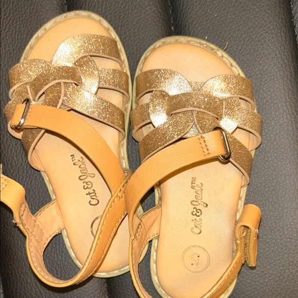 Cat & Jack Glittery Gold and Tan Kids Sandals - Picture 4 of 4